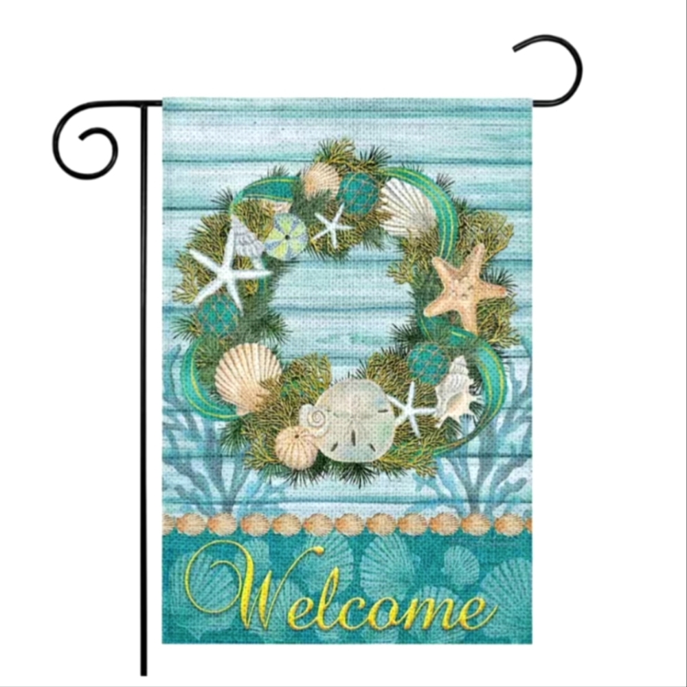 Coastal Garland Wreath Welcome Garden Decor Flag 12" x 18" Weather Resistant